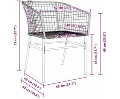 Lauko baldų komplektas Sodo valgomojo komplektas 5 pcs Ruda poliratanas
