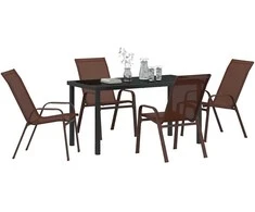 Lauko baldų komplektas Sodo valgomojo komplektas 5 pcs Ruda ir juoda