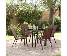 Lauko baldų komplektas Sodo valgomojo komplektas 5 pcs Ruda ir juoda