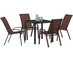 Lauko baldų komplektas Sodo valgomojo komplektas 5 pcs Ruda ir juoda