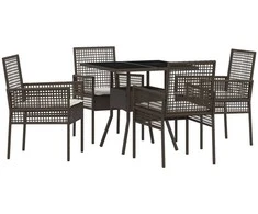 Lauko baldų komplektas Sodo valgomojo komplektas 5 pcs Ruda poliratanas