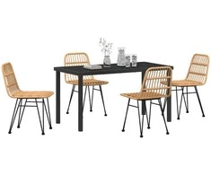 Lauko baldų komplektas Sodo valgomojo komplektas 5 pcs Ruda