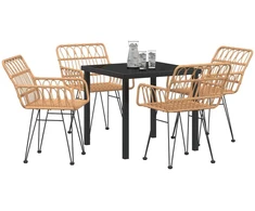 Lauko baldų komplektas Sodo valgomojo komplektas 5 pcs Ruda