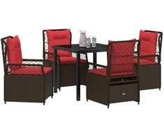 Lauko baldų komplektas Sodo valgomojo komplektas 5 pcs Ruda poliratanas