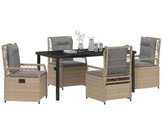 Lauko baldų komplektas Sodo valgomojo komplektas 5 pcs Bežinė ir šviesiai pilka