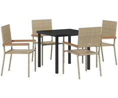 Lauko baldų komplektas Sodo valgomojo komplektas su pagalve 5 pcs Smėlio poliratanas