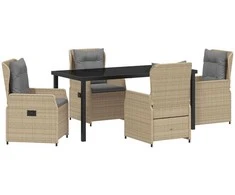 Lauko baldų komplektas Sodo valgomojo komplektas 5 pcs Bežinė ir šviesiai pilka