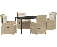 Lauko baldų komplektas Sodo valgomojo komplektas 5 pcs Bežinė ir šviesiai pilka