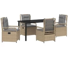 Lauko baldų komplektas Sodo valgomojo komplektas 5 pcs Bežinė ir šviesiai pilka