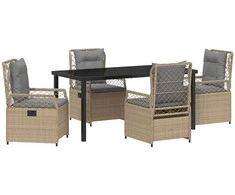 Lauko baldų komplektas Sodo valgomojo komplektas 5 pcs Bežinė ir šviesiai pilka