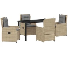 Lauko baldų komplektas Sodo valgomojo komplektas 5 pcs Bežinė ir šviesiai pilka