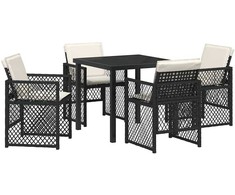 Lauko baldų komplektas Sodo valgomojo komplektas 5 pcs Juoda poliratanas