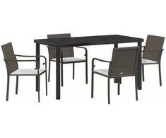 Lauko baldų komplektas Sodo valgomojo komplektas 5 pcs Ruda ir juoda PE ratanas
