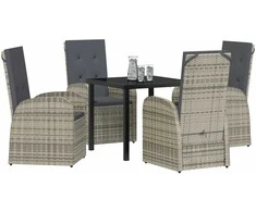Lauko baldų komplektas Sodo valgomojo komplektas su pagalve 5 pcs Pilka poliratanas