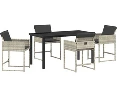 Lauko baldų komplektas Sodo valgomojo komplektas 5 pcs Šviesiai pilka poliratanas