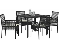 Lauko baldų komplektas Sodo valgomojo komplektas 5 pcs Juoda poliratanas