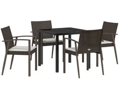 Lauko baldų komplektas Sodo valgomojo komplektas 5 pcs Ruda ir juoda PE ratanas
