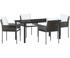 Lauko baldų komplektas Sodo valgomojo komplektas 5 pcs Ruda ir juoda PE ratanas