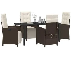 Lauko baldų komplektas Sodo valgomojo komplektas su pagalve 5 pcs Ruda poliratanas