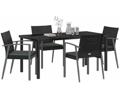 Lauko baldų komplektas Sodo valgomojo komplektas 5 pcs Juoda ir pilka PE ratanas