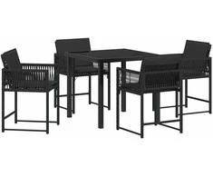 Lauko baldų komplektas Sodo valgomojo komplektas 5 pcs Juoda poliratanas