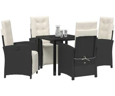 Lauko baldų komplektas Sodo valgomojo komplektas su pagalve 5 pcs Juoda poliratanas