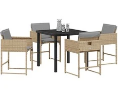 Lauko baldų komplektas Sodo valgomojo komplektas 5 pcs Smėlio poliratanas