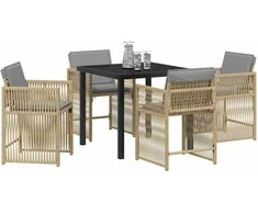 Lauko baldų komplektas Sodo valgomojo komplektas 5 pcs Smėlio poliratanas