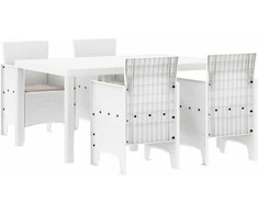 Lauko baldų komplektas Sodo valgomojo komplektas 5 pcs Balta Polt ratanas