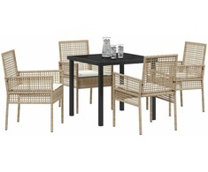 Lauko baldų komplektas Sodo valgomojo komplektas su pagalve 5 pcs Smėlio poliratanas