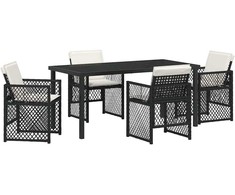 Lauko baldų komplektas Sodo valgomojo komplektas 5 pcs Juoda poliratanas