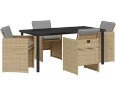 Lauko baldų komplektas Sodo valgomojo komplektas 5 pcs Smėlio poliratanas