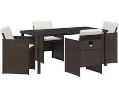 Lauko baldų komplektas Sodo valgomojo komplektas 5 pcs Ruda poliratanas