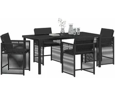 Lauko baldų komplektas Sodo valgomojo komplektas 5 pcs Juoda poliratanas
