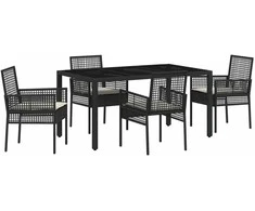 Lauko baldų komplektas Sodo valgomojo komplektas 5 pcs Juoda poliratanas
