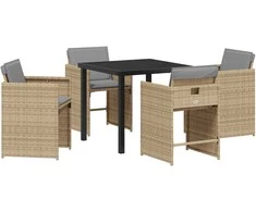 Lauko baldų komplektas Sodo valgomojo komplektas 5 pcs Smėlio poliratanas
