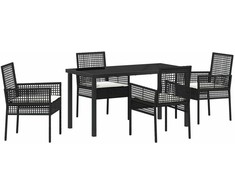 Lauko baldų komplektas Sodo valgomojo komplektas su pagalve 5 pcs Juoda poliratanas