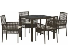 Lauko baldų komplektas Sodo valgomojo komplektas 5 pcs Ruda poliratanas