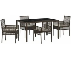 Lauko baldų komplektas Sodo valgomojo komplektas 5 pcs Ruda poliratanas