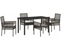 Lauko baldų komplektas Sodo valgomojo komplektas su pagalve 5 pcs Ruda poliratanas