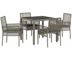 Lauko baldų komplektas Sodo valgomojo komplektas 5 pcs Pilka poliratanas