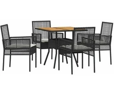 Lauko baldų komplektas Sodo valgomojo komplektas 5 pcs Juoda poliratanas