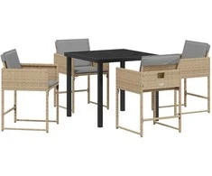Lauko baldų komplektas Sodo valgomojo komplektas 5 pcs Smėlio poliratanas