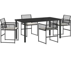Lauko baldų komplektas Sodo valgomojo komplektas 5 pcs Juoda poliratanas