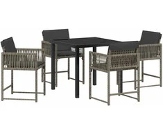 Lauko baldų komplektas Sodo valgomojo komplektas 5 pcs Pilka poliratanas