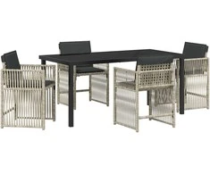 Sodo valgomojo komplektas 5 pcs Šviesiai pilka