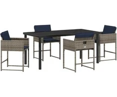 Lauko baldų komplektas Sodo valgomojo komplektas su pagalve 5 pcs Pilka poliratanas