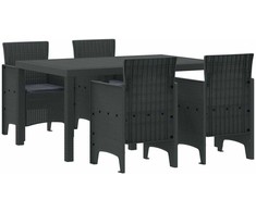 Lauko baldų komplektas Sodo valgomojo komplektas 5 pcs Antracitas Polt ratanas