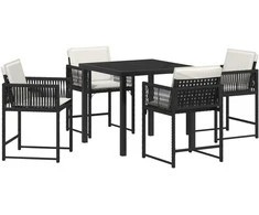 Lauko baldų komplektas Sodo valgomojo komplektas 5 pcs Juoda poliratanas