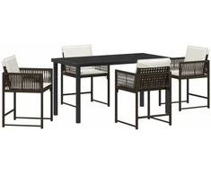 Lauko baldų komplektas Sodo valgomojo komplektas 5 pcs Ruda poliratanas